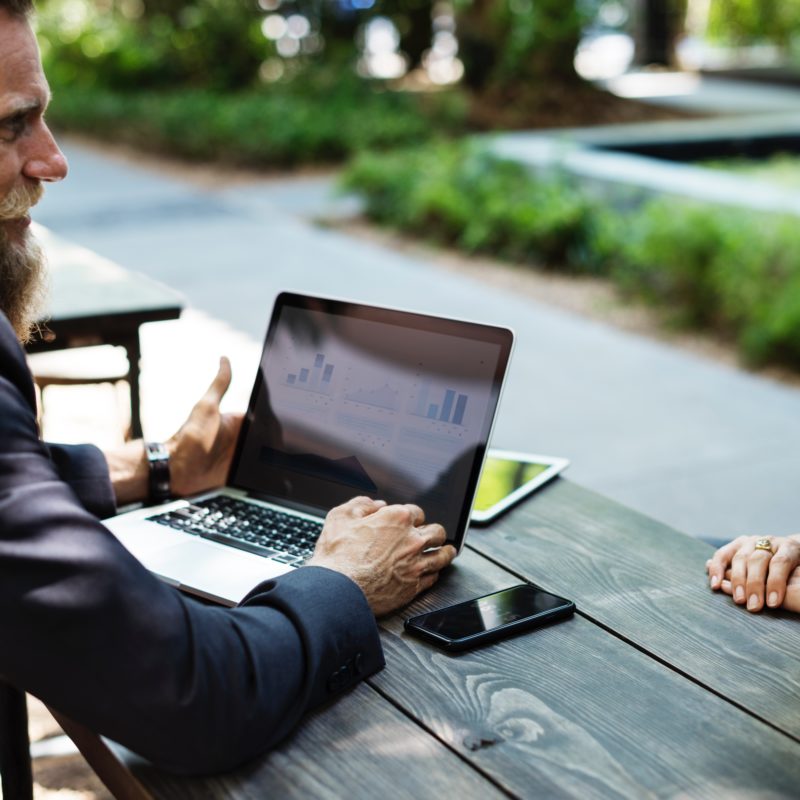 two business people talking